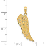 Angel Wing Charm Pendant in Real 14k Yellow Gold