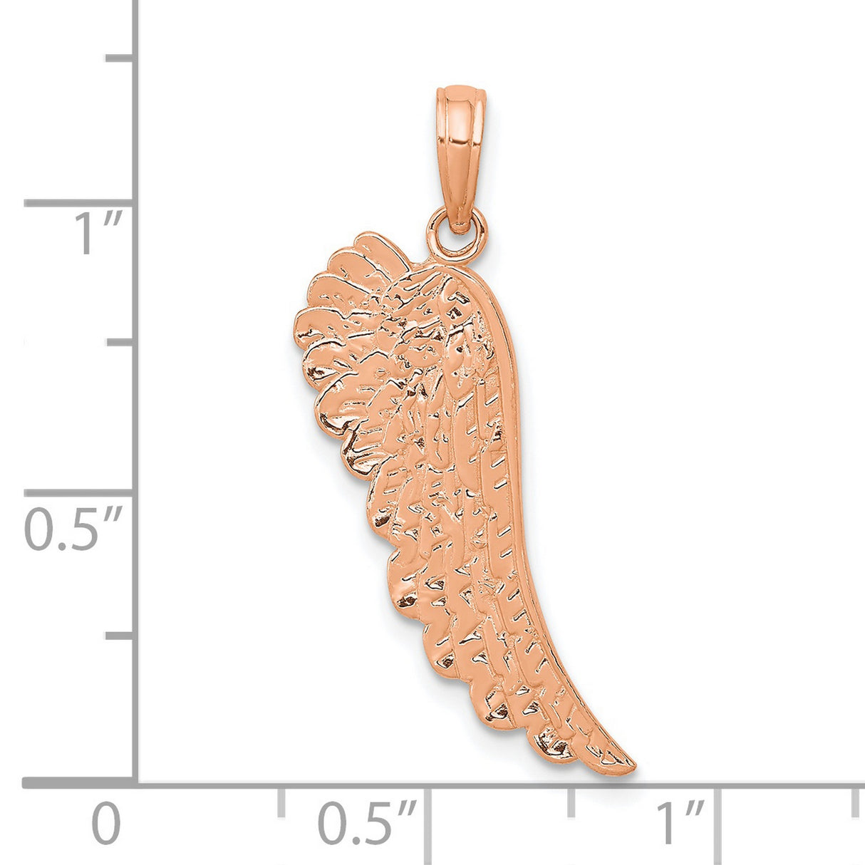 Angel Wing Charm Pendant in Real 14k Rose Gold