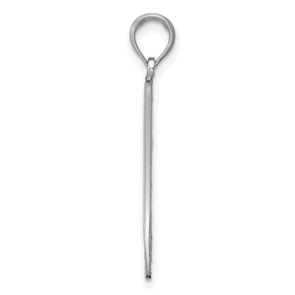 14k White Gold Angel Wing Pendant with Feather Detail, Christian Memorial Charm