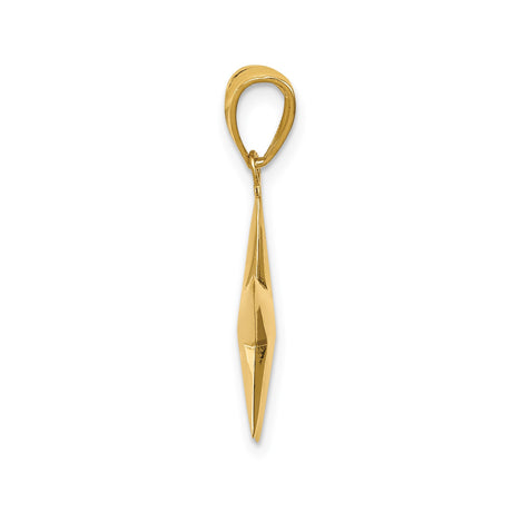 14k Yellow Gold Star Pendant, Polished Five-Point Celestial Charm for Women or Unisex Wear
