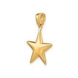 14k Yellow Gold Star Pendant, Polished Five-Point Celestial Charm for Women or Unisex Wear
