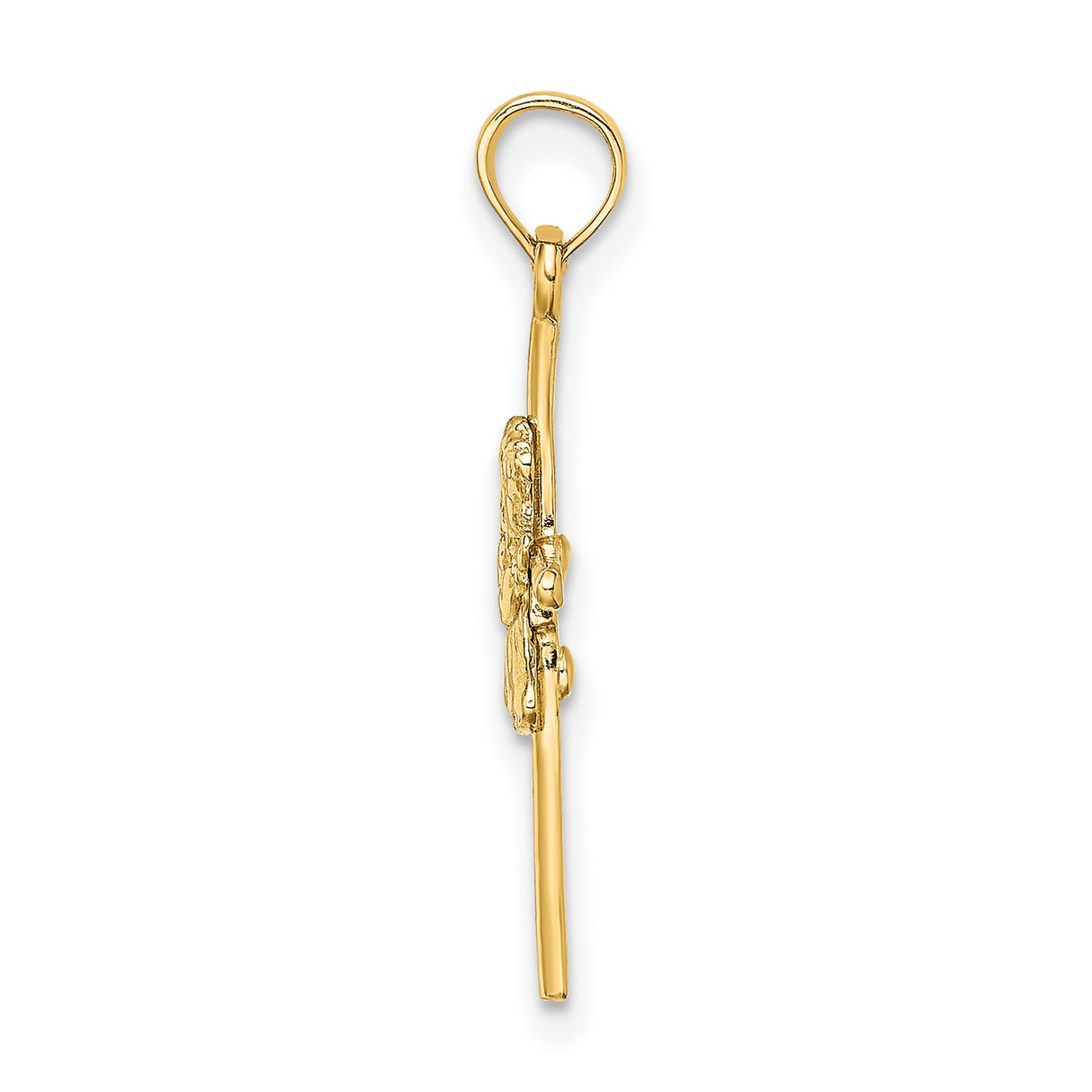 Praying Girl Cross Charm Pendant in Real 14k Yellow Gold