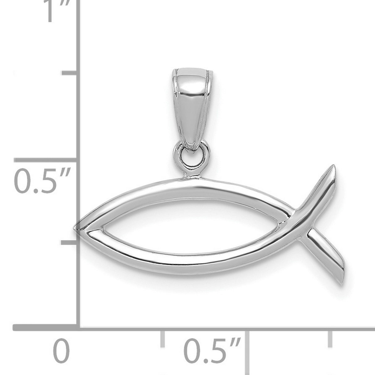14k White Gold Ichthys Fish Pendant, Open Christian Symbol Design for Women or Unisex