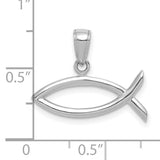 14k White Gold Ichthys Fish Pendant, Open Christian Symbol Design for Women or Unisex