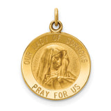 Our Lady of Sorrows Pray For Us Words Round Medal Charm Pendant in Real 14k Yellow Gold