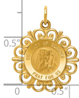 Our Lady of Sorrows Pray For Us Words Round Medal Charm Pendant in Real 14k Yellow Gold