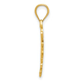 14k Yellow Gold Dove Pendant with Heart, Christian Peace and Love Charm for Women