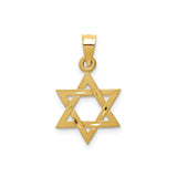 14k Yellow Gold Star of David Pendant, Polished and Textured Judaica Charm, Unisex Jewish Symbol