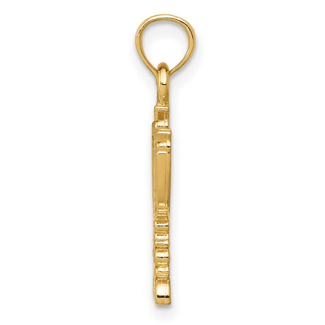 Solid Polished Menorah Charm Pendant in Real 14k Yellow Gold