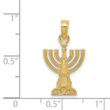 Solid Polished Menorah Charm Pendant in Real 14k Yellow Gold