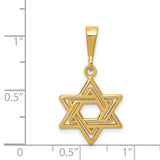 Jewish Star Of David Open Form Charm Pendant in Real 14k Yellow Gold