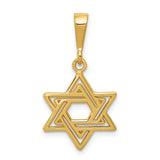 Jewish Star Of David Open Form Charm Pendant in Real 14k Yellow Gold
