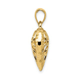 14k Yellow Gold Heart Pendant with Ornate Filigree Scroll Design, Vintage Inspired Openwork Jewelry