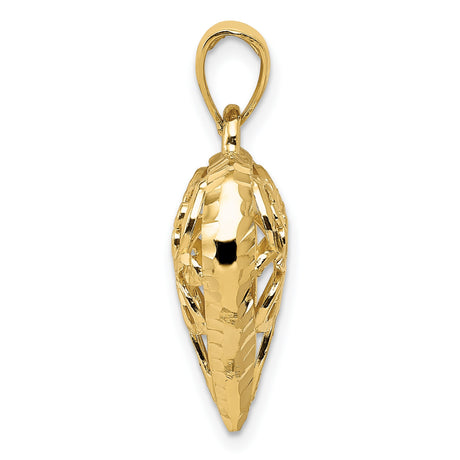 14k Yellow Gold Heart Pendant with Ornate Filigree Scroll Design, Vintage Inspired Openwork Jewelry