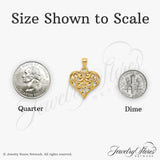 14k Yellow Gold Heart Pendant with Ornate Filigree Scroll Design, Vintage Inspired Openwork Jewelry