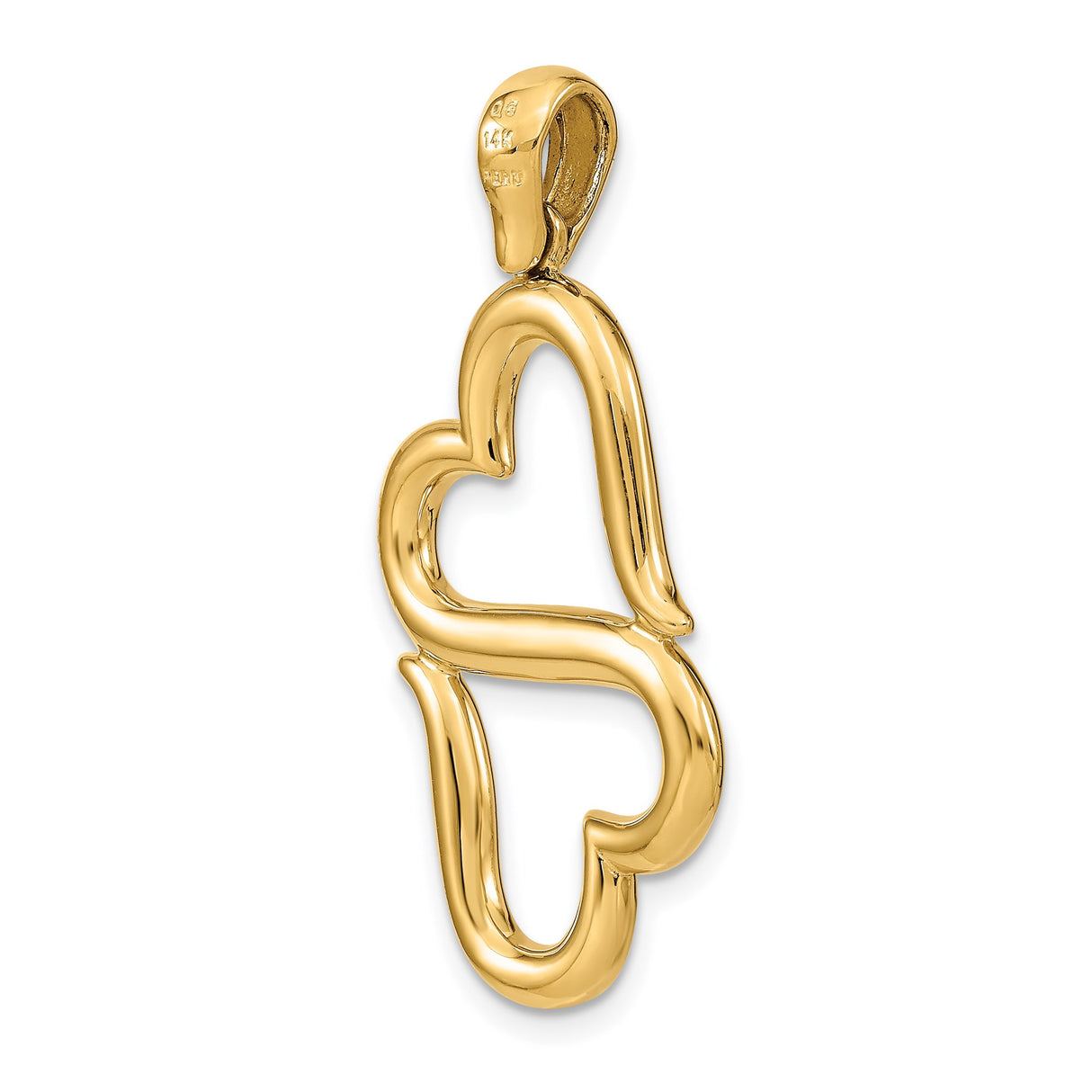 14k Yellow Gold Heart and Cross Pendant, Christian Faith Symbol Design for Women