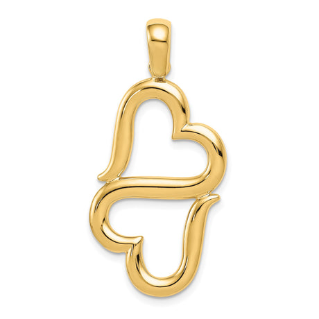 14k Yellow Gold Heart and Cross Pendant, Christian Faith Symbol Design for Women