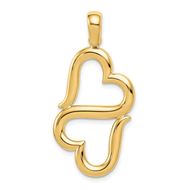 14k Yellow Gold Heart and Cross Pendant, Christian Faith Symbol Design for Women
