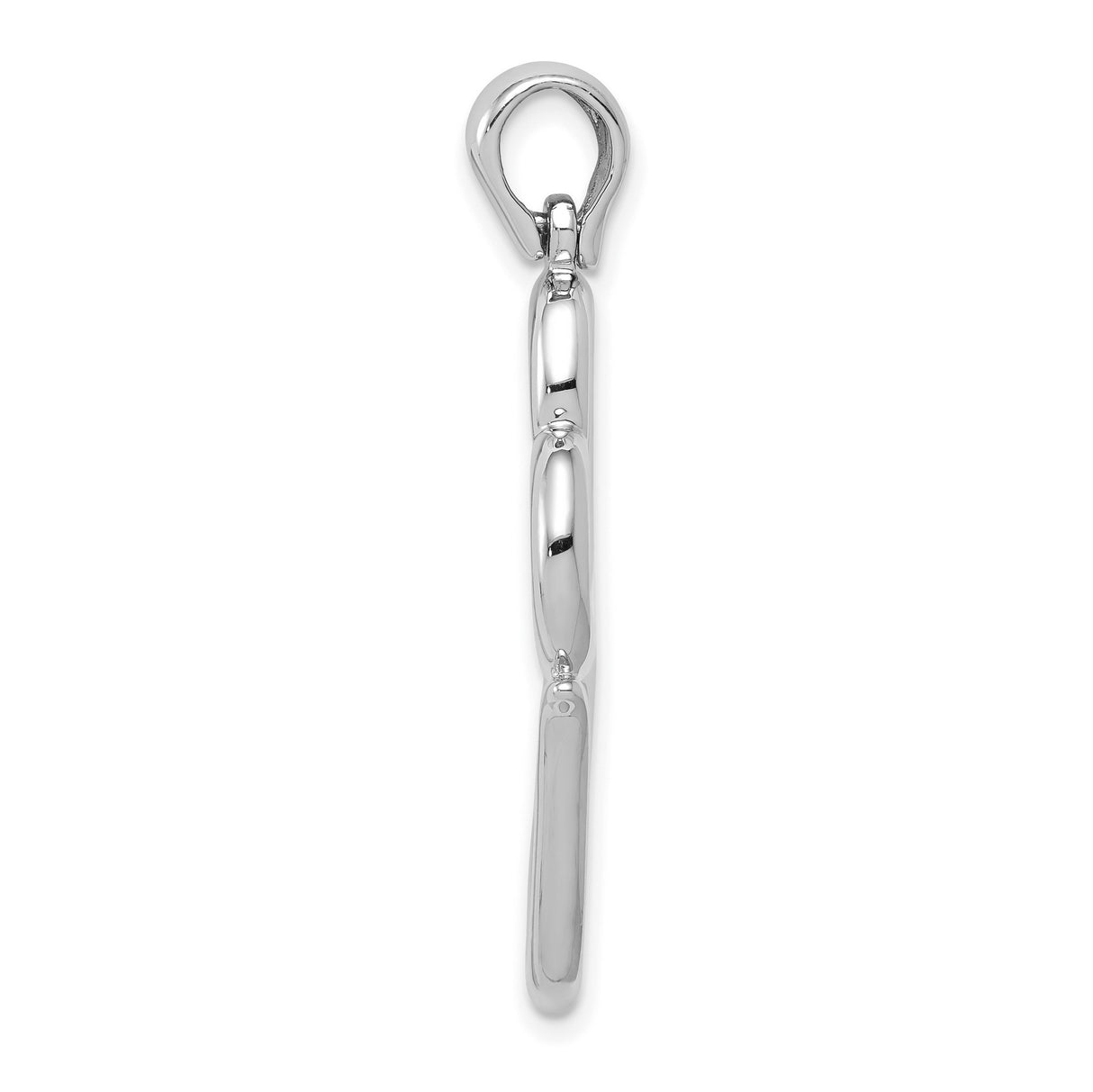14k White Gold Pendant, Abstract Double Heart Charm with Polished Open Design