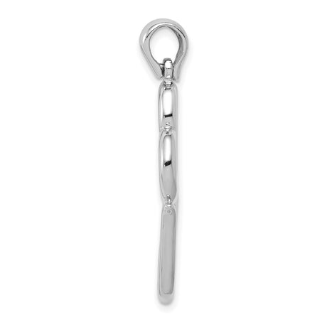 14k White Gold Pendant, Abstract Double Heart Charm with Polished Open Design