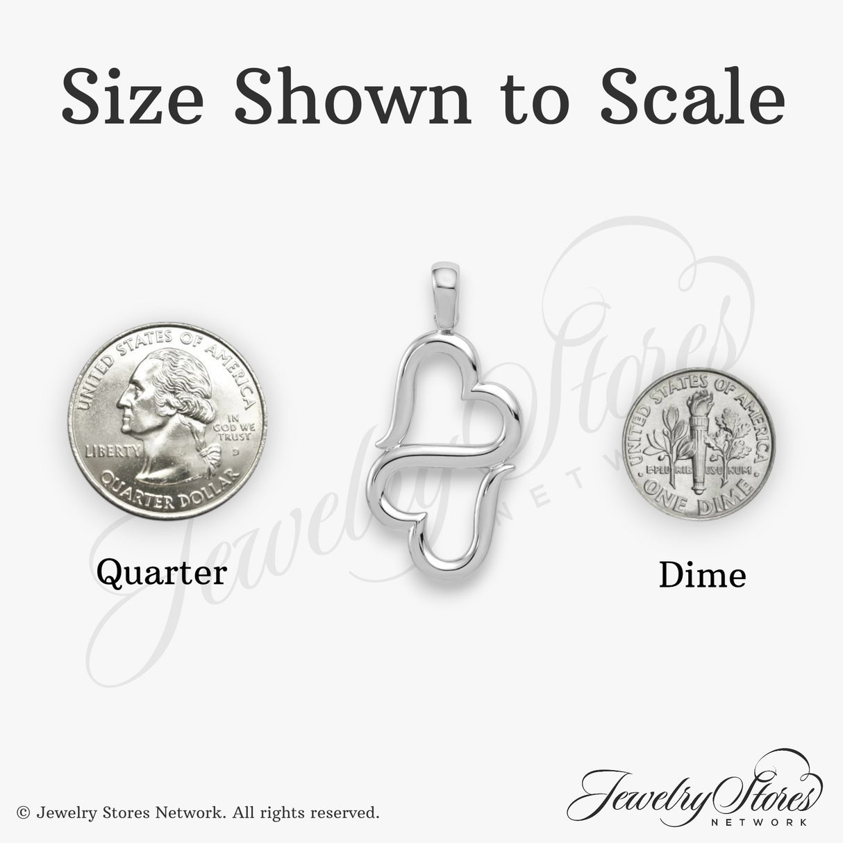 14k White Gold Pendant, Abstract Double Heart Charm with Polished Open Design