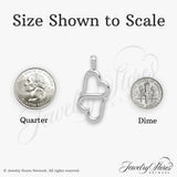14k White Gold Pendant, Abstract Double Heart Charm with Polished Open Design