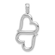 14k White Gold Pendant, Abstract Double Heart Charm with Polished Open Design