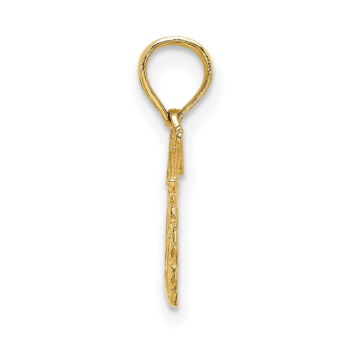 14k Yellow Gold Pendant with Heart and Floral Design, Scripted Be My Valentine Message