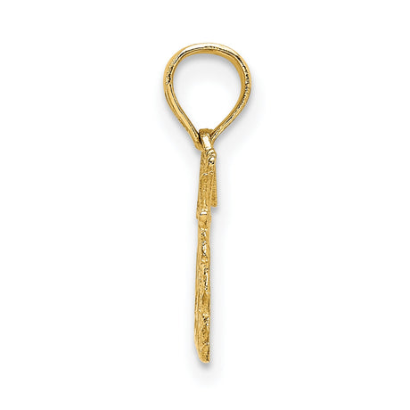 14k Yellow Gold Pendant with Heart and Floral Design, Scripted Be My Valentine Message