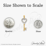 14k Multi-Tone Gold Heart Key Pendant with Rhodium Accents, Vintage-Inspired Design for Women