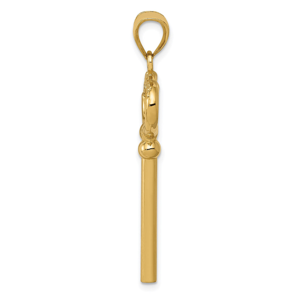 14k Yellow Gold Key to My Heart Pendant, Romantic Heart Charm Design for Women