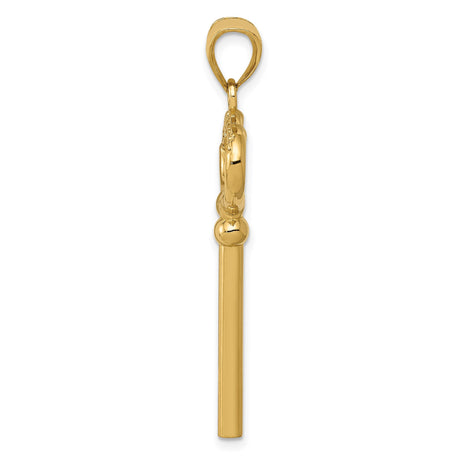14k Yellow Gold Key to My Heart Pendant, Romantic Heart Charm Design for Women