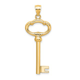 14k Yellow Gold Key to My Heart Pendant, Romantic Heart Charm Design for Women