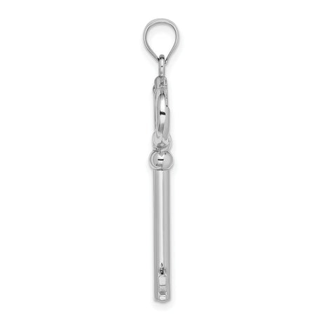 14k White Gold Key Pendant with Heart Engraving, Romantic Symbol of Love for Women