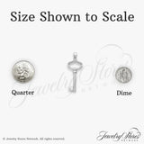 14k White Gold Key Pendant with Heart Engraving, Romantic Symbol of Love for Women