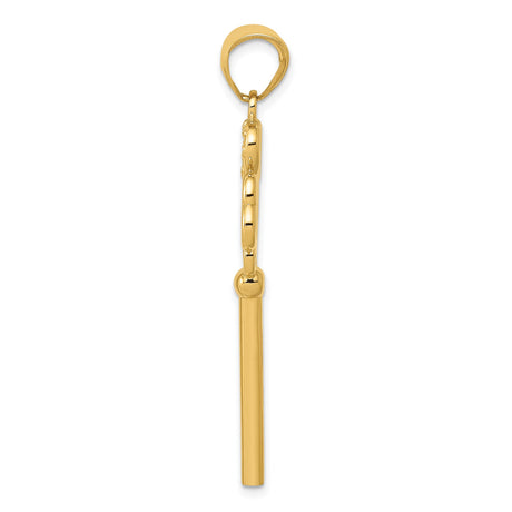 14k Yellow Gold Key Pendant with Heart and Infinity Symbol, Faith Hope Love Theme for Women