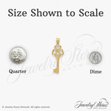 14k Yellow Gold Key Pendant with Heart and Infinity Symbol, Faith Hope Love Theme for Women