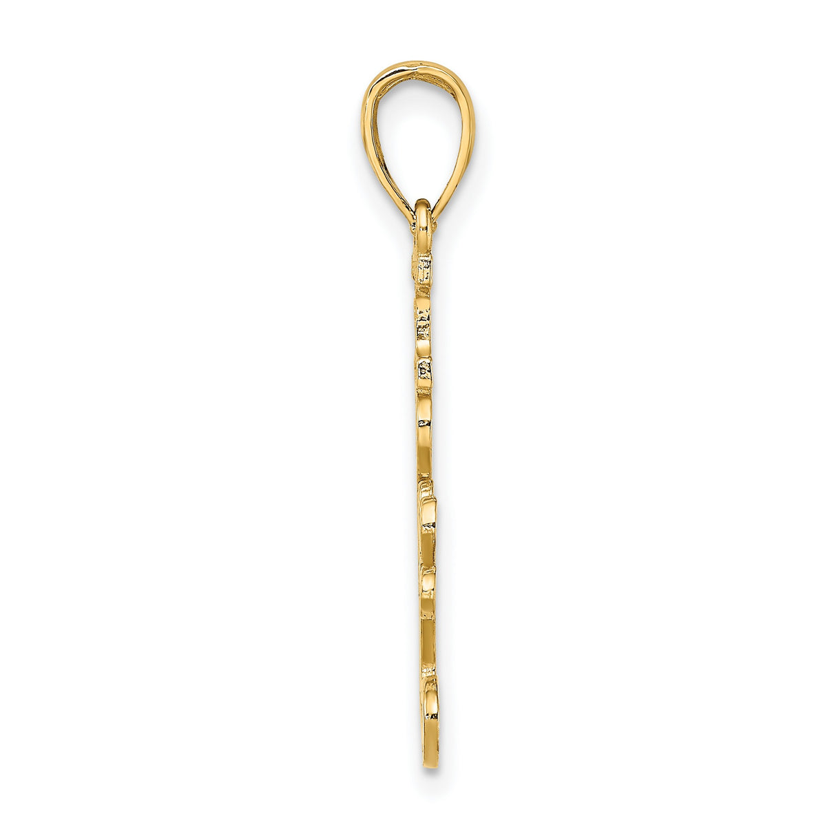 14k Yellow Gold Pendant Charm with Script Engraving I Love You, Romantic Jewelry for Women