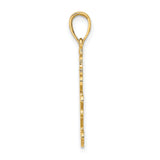 14k Yellow Gold Pendant Charm with Script Engraving I Love You, Romantic Jewelry for Women