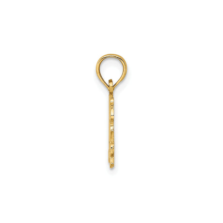 14k Yellow Gold Pendant with Flowing Script Engraving Today Tomorrow and Forever