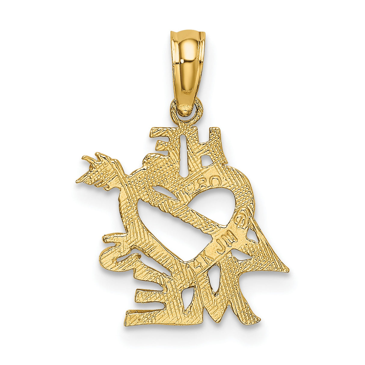 14k Yellow Gold Heart Pendant with Arrow He Loves Me Charm, Romantic Christian Jewelry