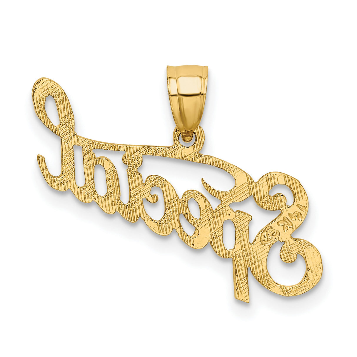 14k Yellow Gold Script Pendant with Cursive Lettering, Motivational Word Charm for Women