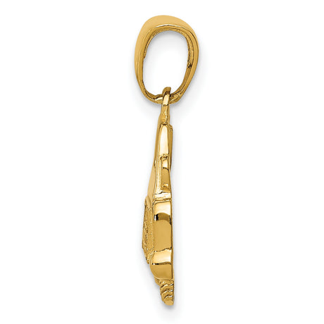14k Yellow Gold Just Married Pendant with Bride and Groom in Car, Wedding Charm