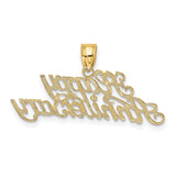 14k Yellow Gold Happy Anniversary Pendant, Romantic Script Jewelry Charm for Women