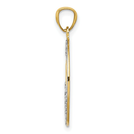 14k Multi-Tone Gold Pendant with Intertwined Hearts and Happy Anniversary Engraving