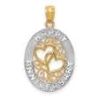 14k Multi-Tone Gold Pendant with Intertwined Hearts and Happy Anniversary Engraving