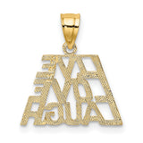 14k Yellow Gold Pendant, Live Love Laugh Inspirational Message, Unisex Motivation Charm