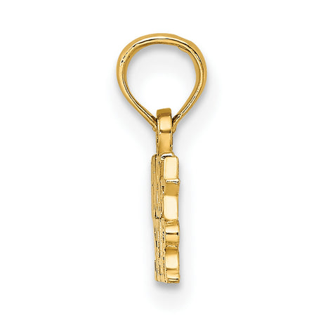 14k Yellow Gold Rock Star Pendant with Bold Block Letters and Cutout Star Design