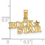14k Yellow Gold Rock Star Pendant with Bold Block Letters and Cutout Star Design