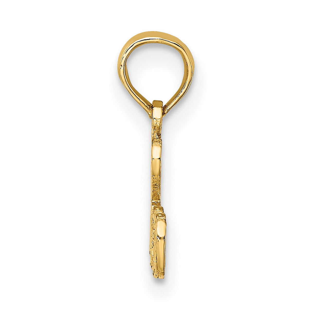 14k Yellow Gold Pendant, I Love Bingo Textured Charm, Fun Gamer Jewelry for Women or Unisex Wear